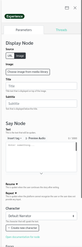 Experience Node Example
